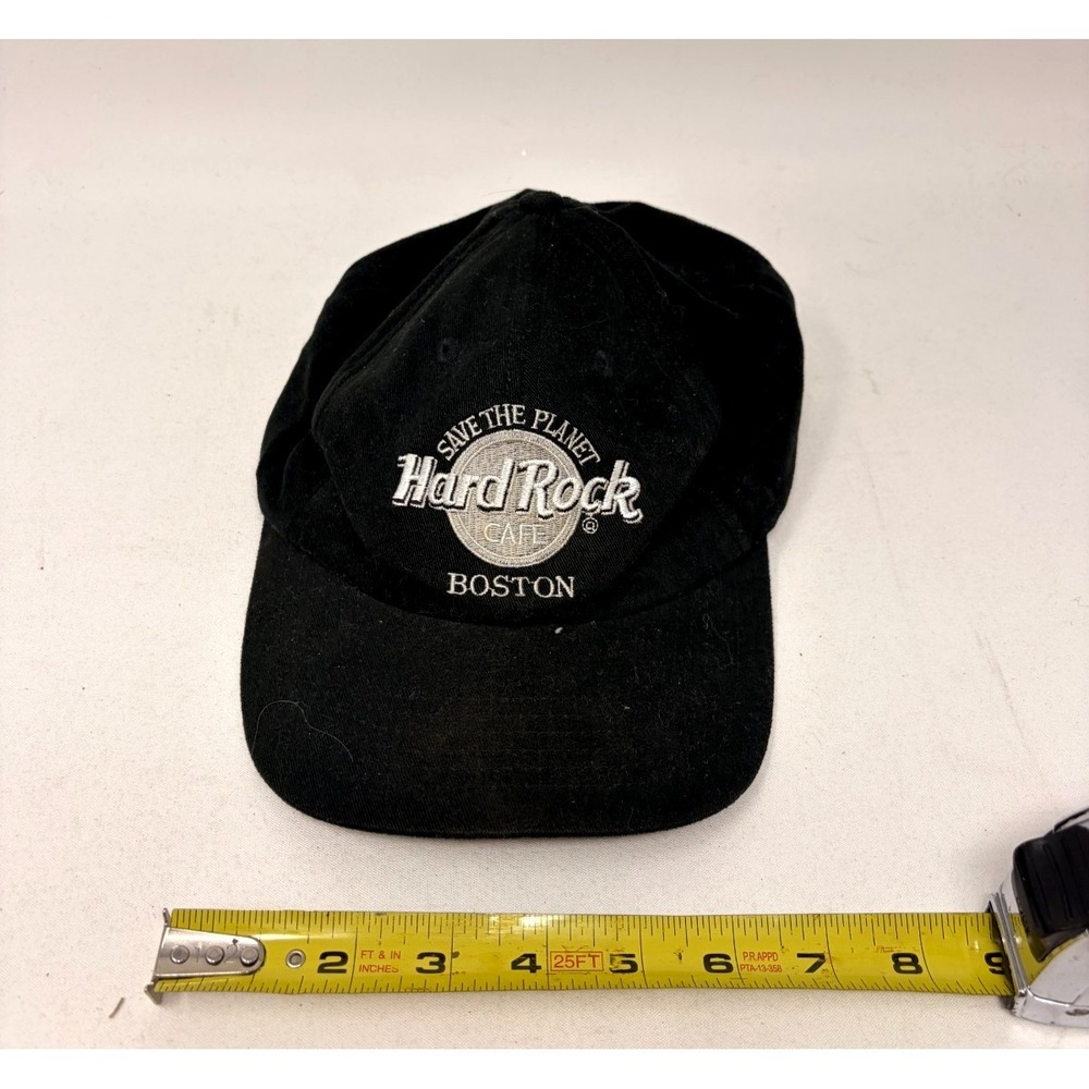 Vintage Hard Rock Cafe Boston Save The Planet Black Snapback Hat Cap OSFA